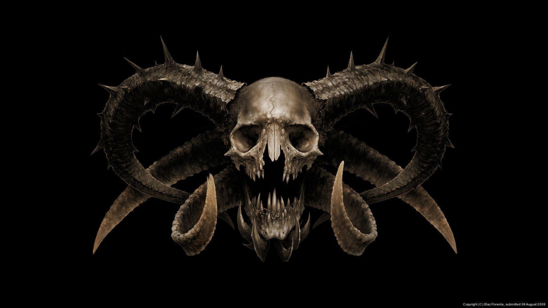 Dark horror demon satan occult skull wallpaperx1080