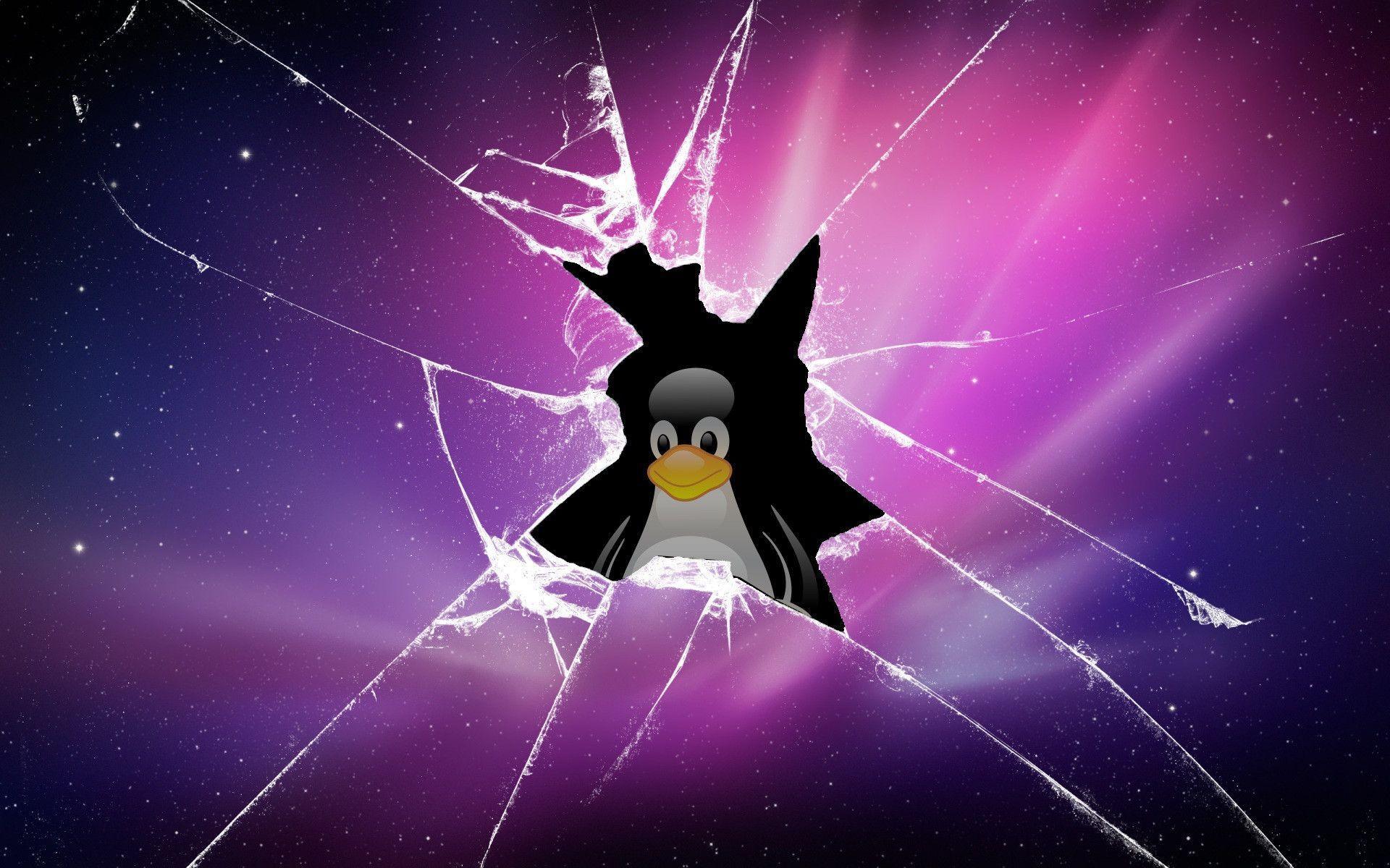 Linux Pinguin Broken Screen Wallpaper Desktop Photo