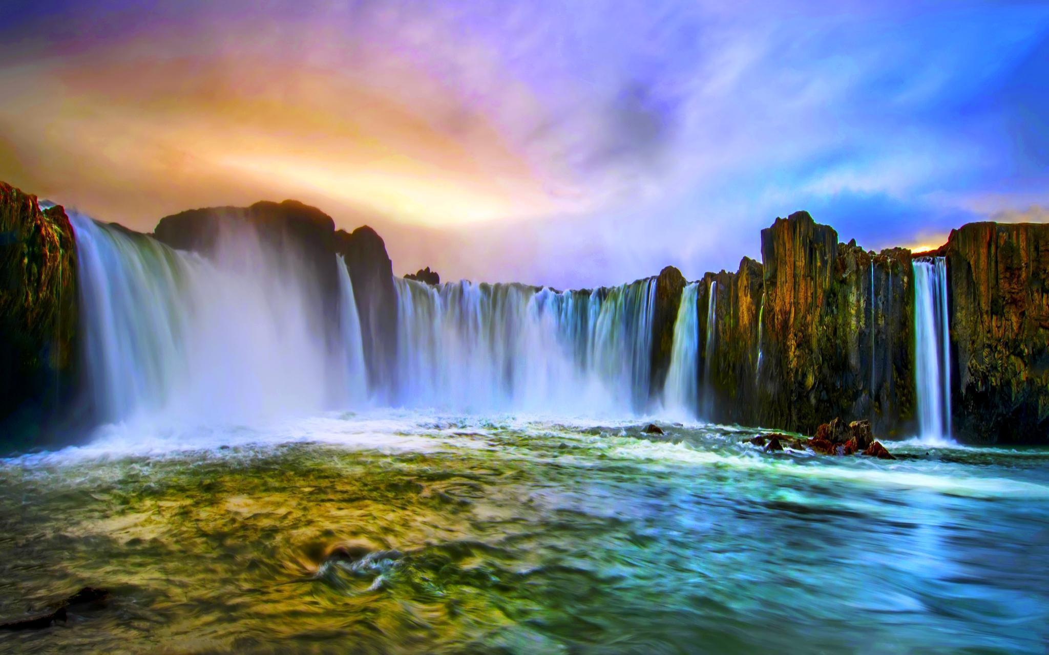 HD Wide Waterfalls Wallpaper