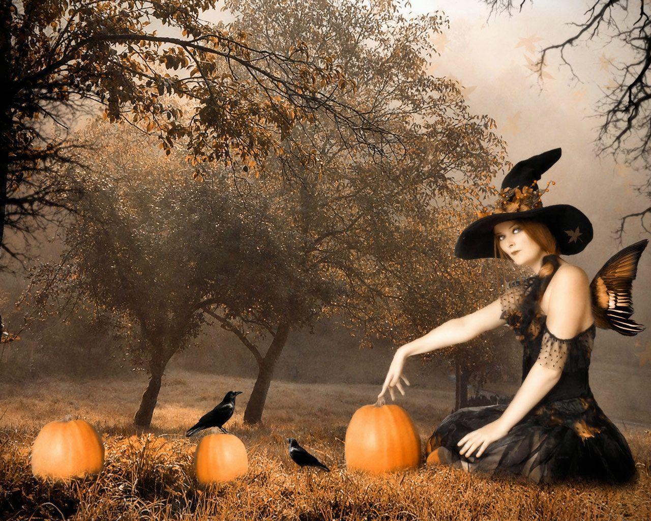 Vintage Halloween Witch Wallpaper Free HD