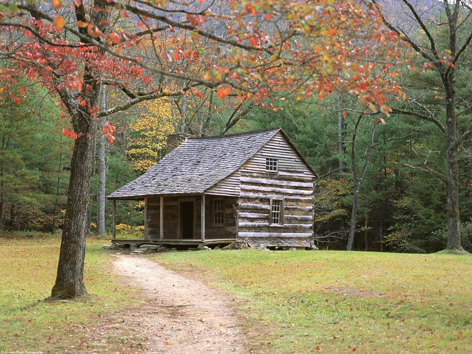 Historic log cabin free desktop background wallpaper image