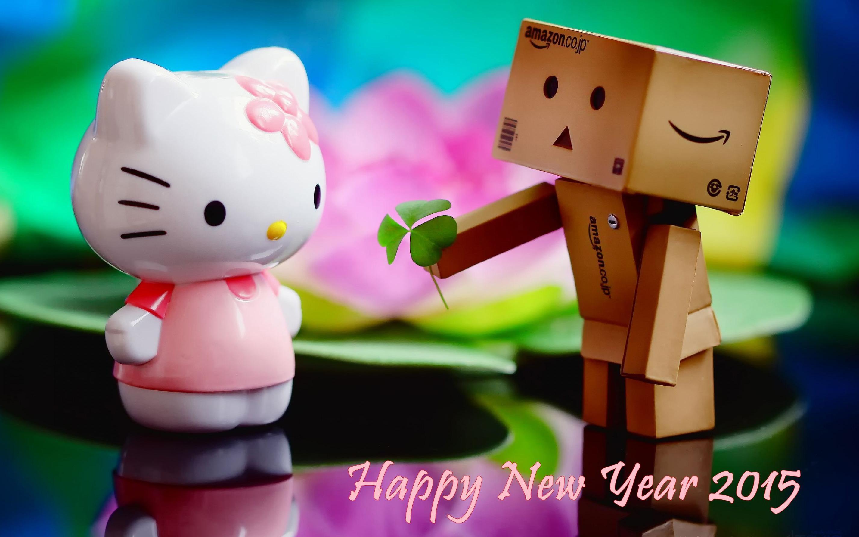 Hello Kitty And Danbo Soo Cute Happy New Year Wallpaper