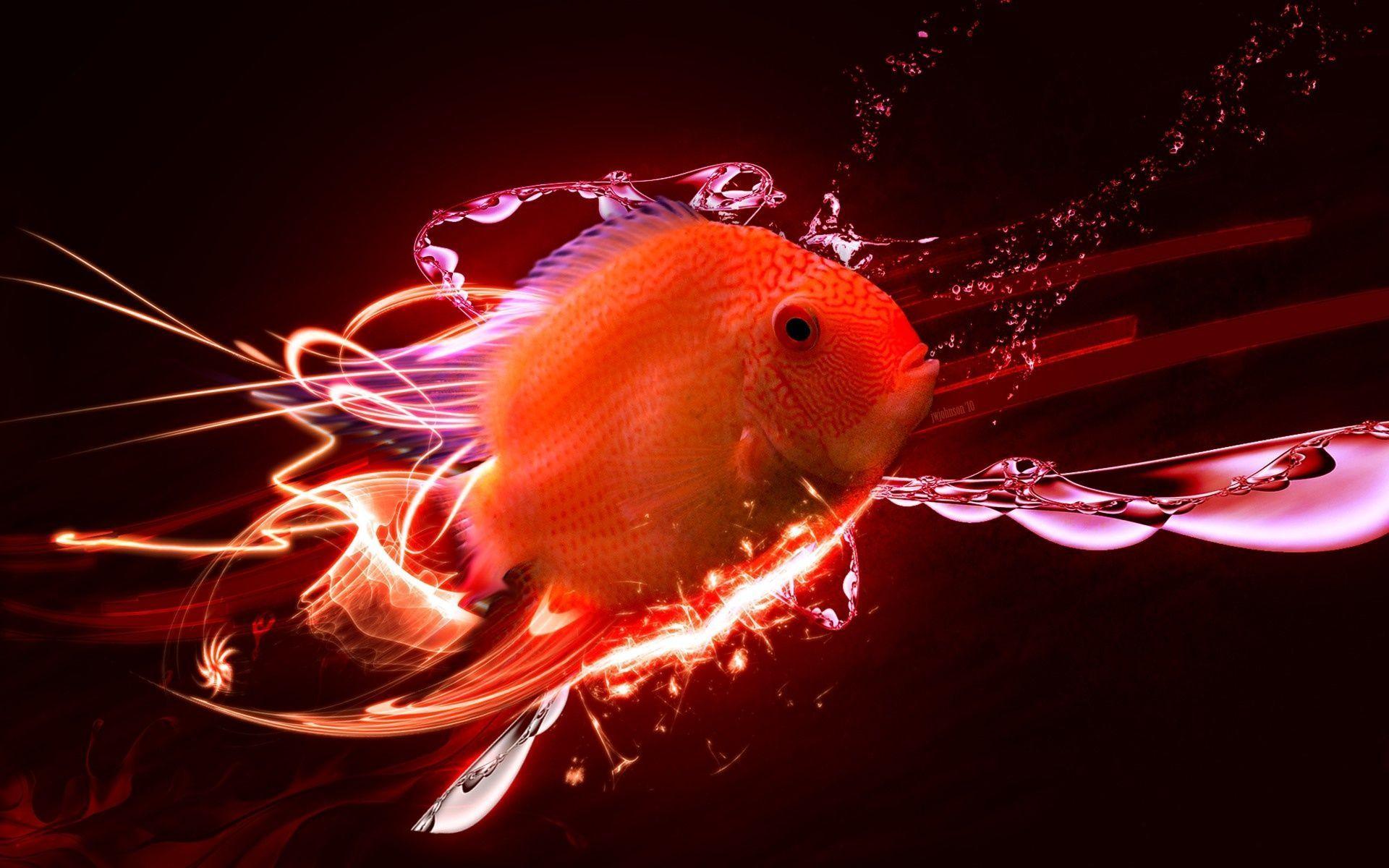 Digital Red Fish Wallpaper and Photo (High Resolution Download)