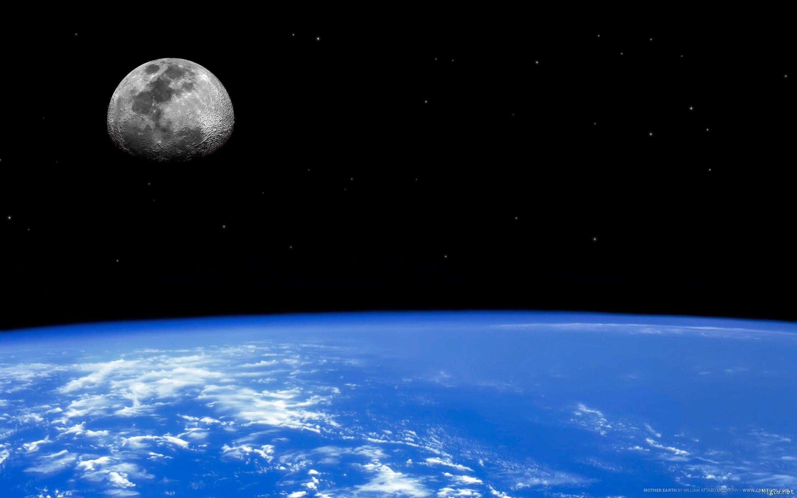 Earth And Moon From Outer Space HD Image 3 HD Wallpaper