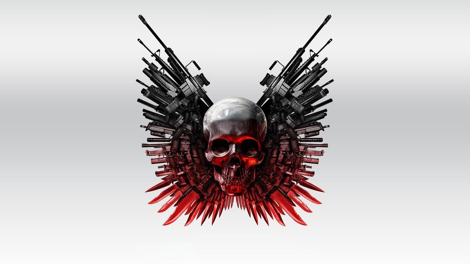 3D Wallpaper: Weapons and skull