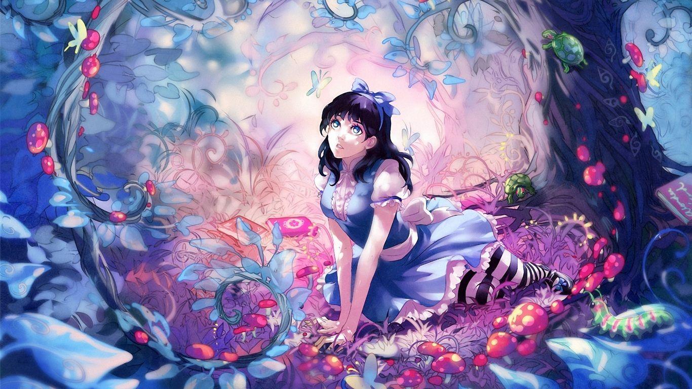 Anime girl fairy forest Wallpaperx768 resolution wallpaper