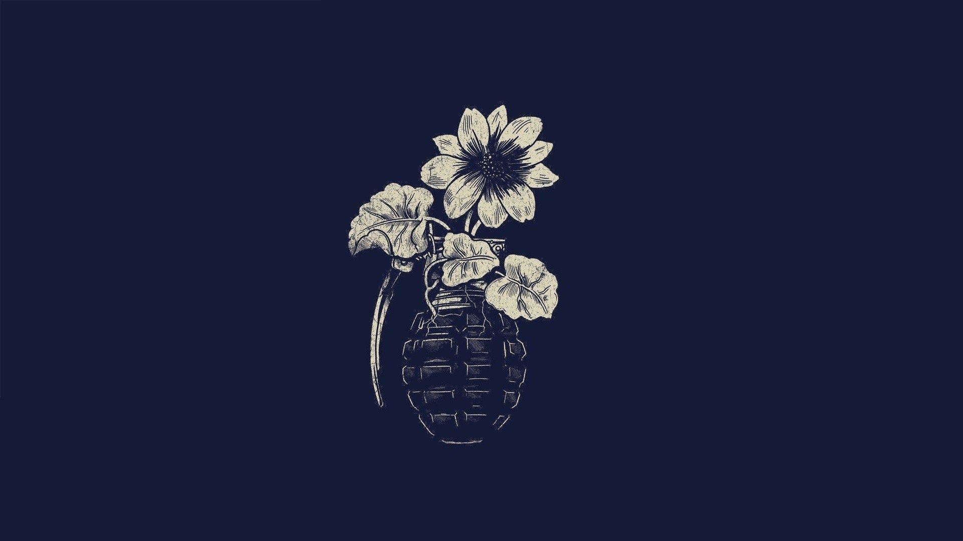 drawing grenade as flower vase wide HD wallpaper