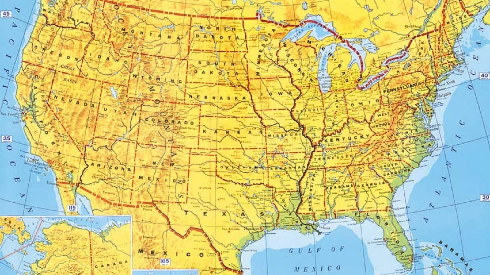 USA MAP. United States, USA Picture Wallpaper 1600x900
