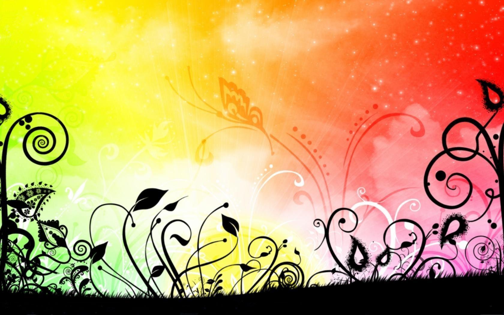 Rainbow Flowers PPT Background 1024x768 resolutions, Rainbow