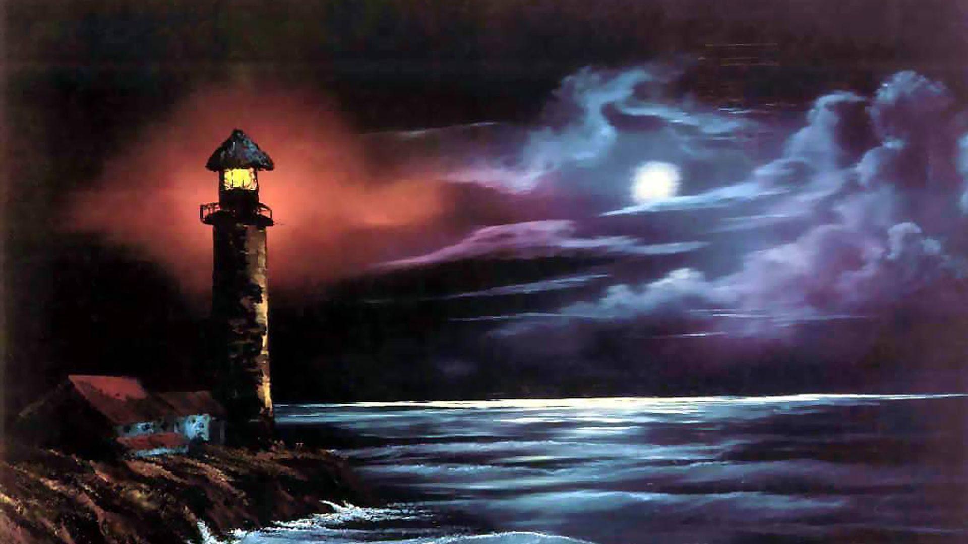 Lighthouse Stormy Night Island Ocean Sky Of HD wallpaper #