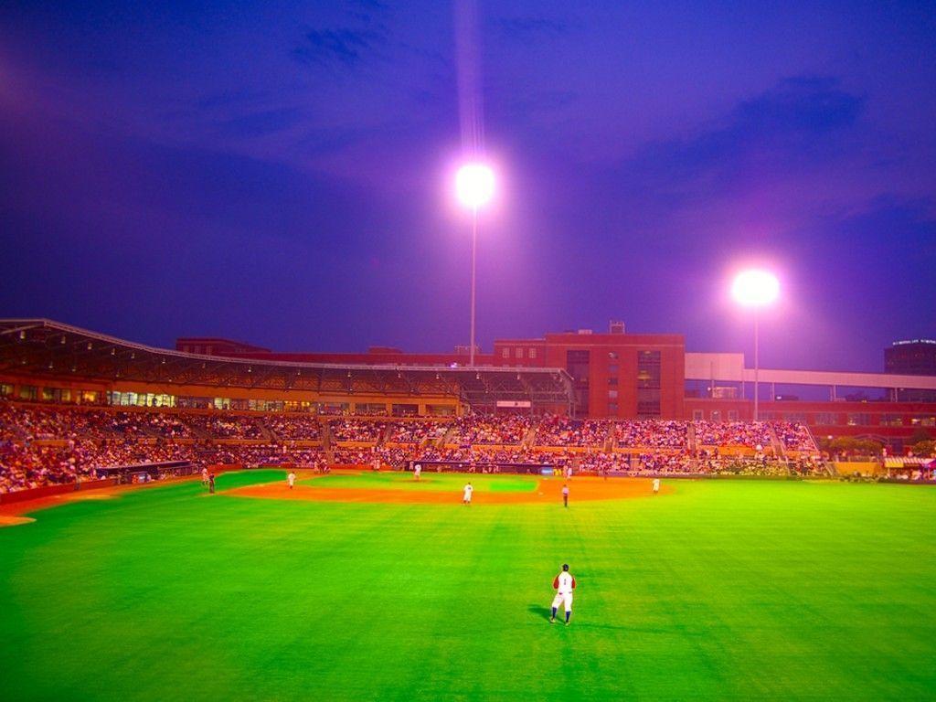 Pro Baseball Stadium At Dusk Sports Desktop Wallpaper 1024x768PX