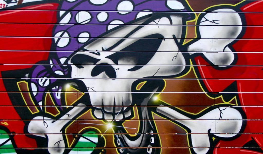 Download Cool Skull Graffiti Wallpaper 1024x600. Full HD. Part