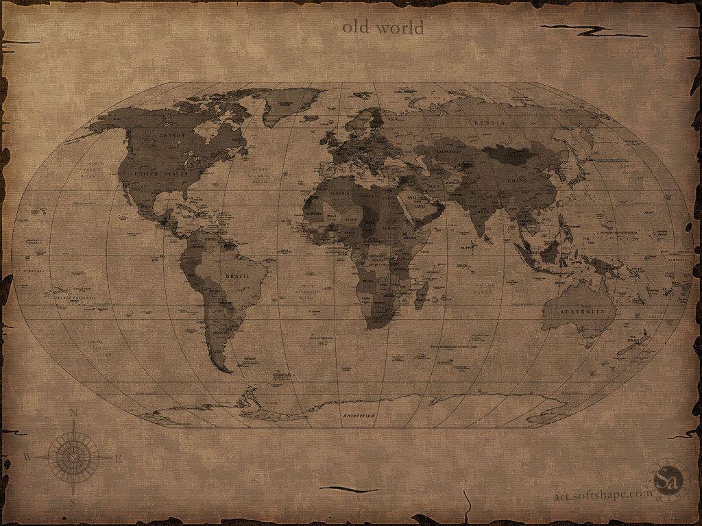 Wallpaper For > Vintage World Map Wallpaper
