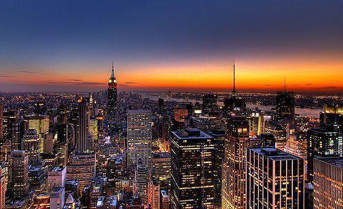 NYC New York City Skyline Sunset Wallpaper, Background