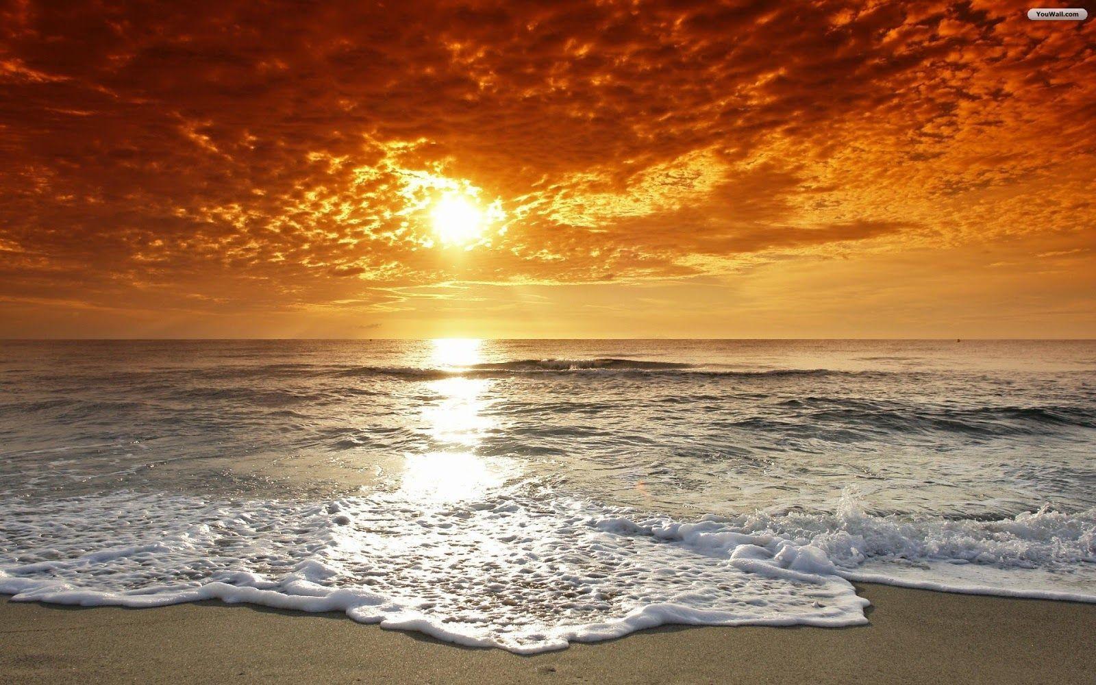 Wallpaper For > Beach Sunset Wallpaper HD