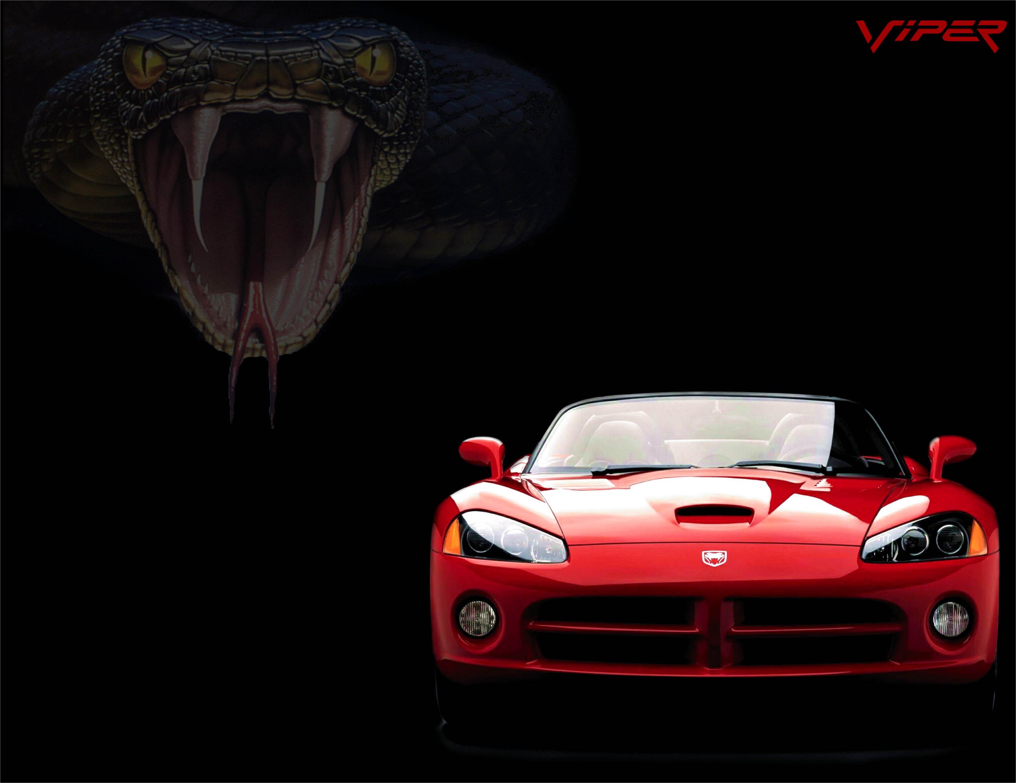 Appealing Red Dodge Viper Super Car Scary Dark Cobra Snake