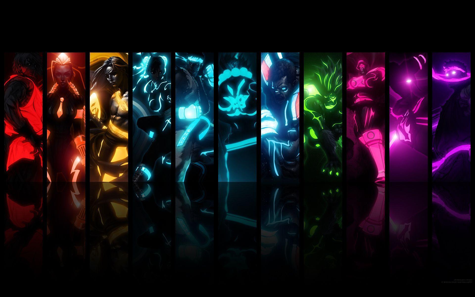 Street Fighters Fighter Tron Style Wallpaper 1920x1200 px Free