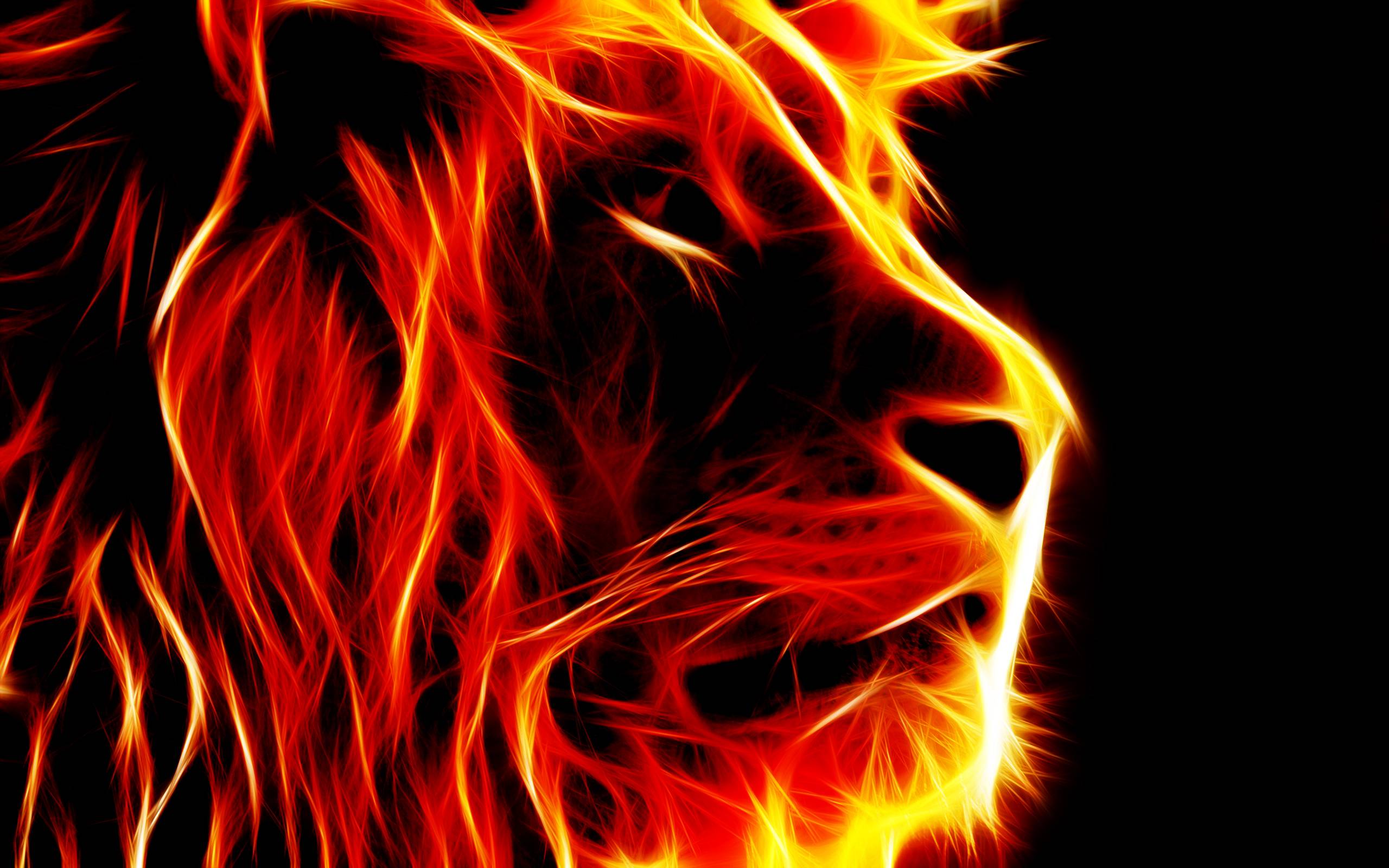 Noteworthy Artistic Fire Lion Wallpaper HD 2560x1600PX Artistic