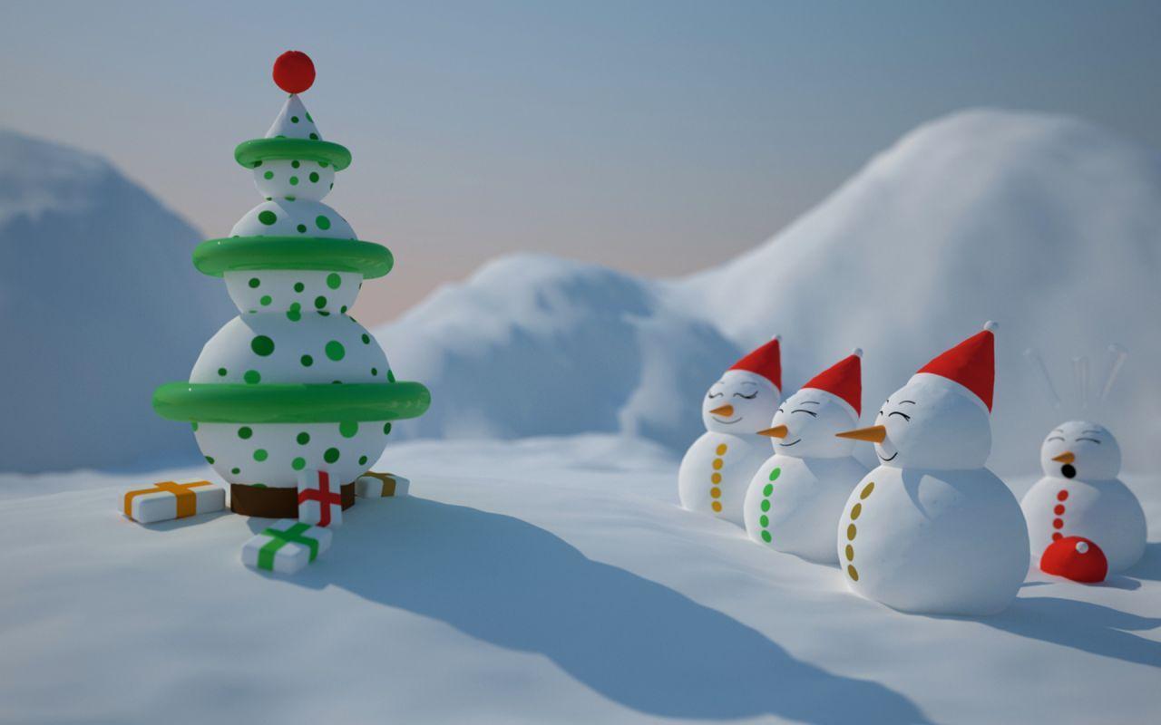 Snowmen Christmas 3D Wallpaper