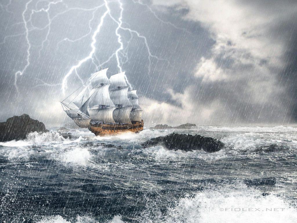 Fiolex Free Image Gallery: Galleon in Storm