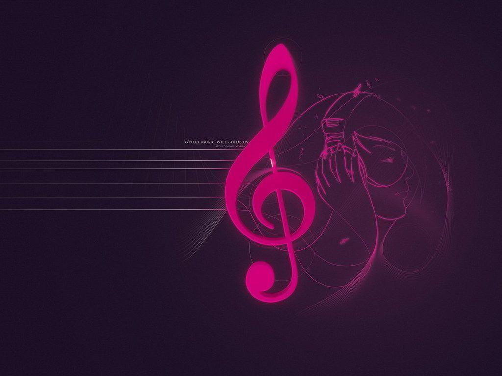 Wallpaper For > Pink Music Notes Background
