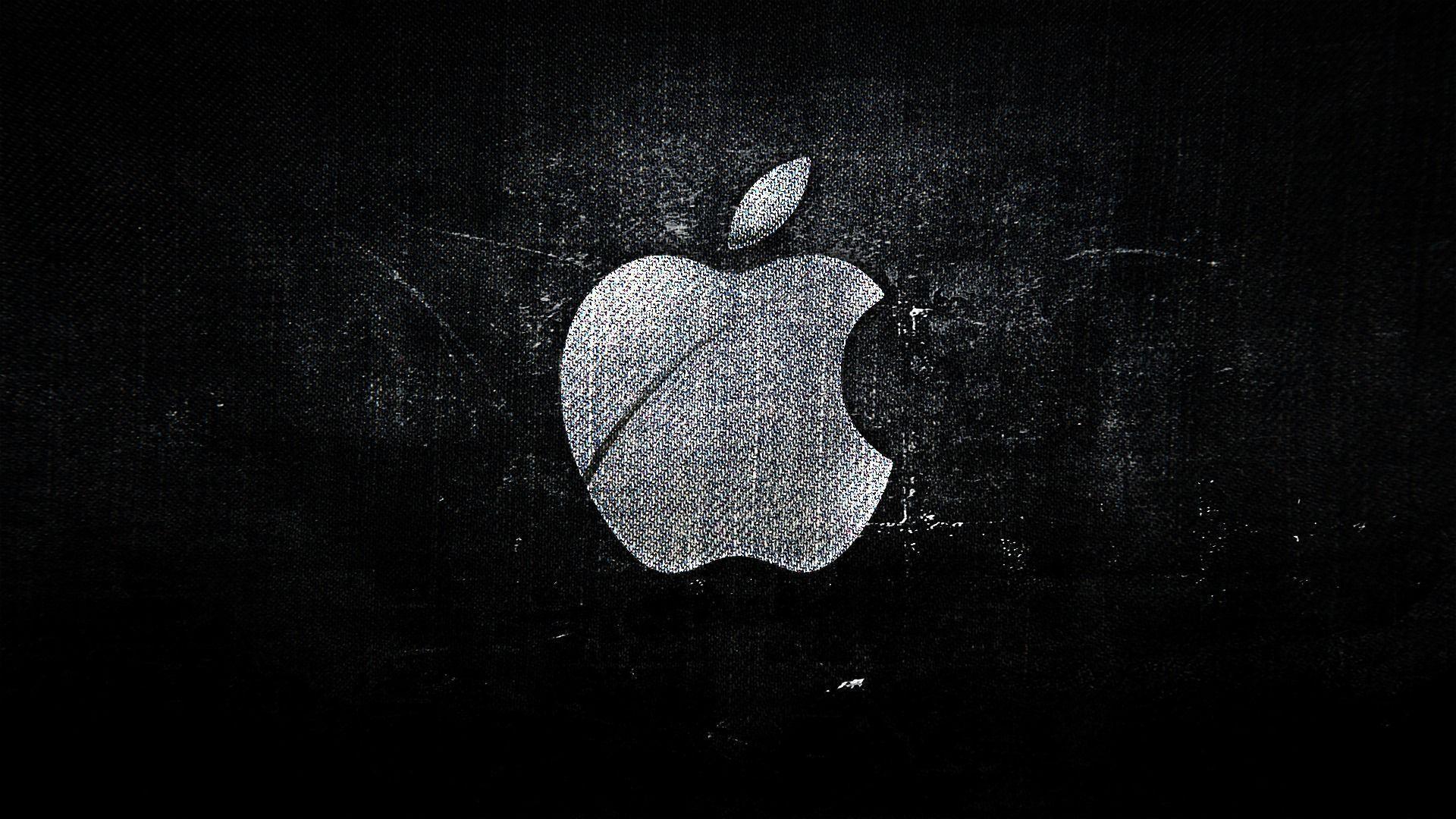Wallpaper For > White Apple Logo Black Background