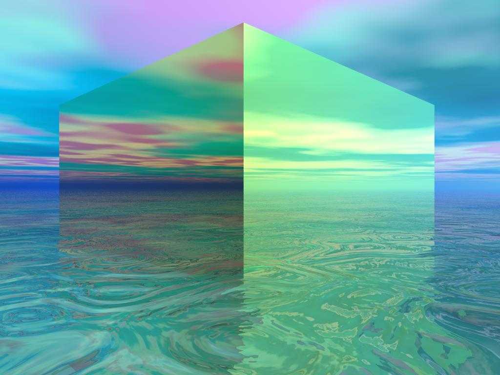 Surreal background with cube HD Wallpaper
