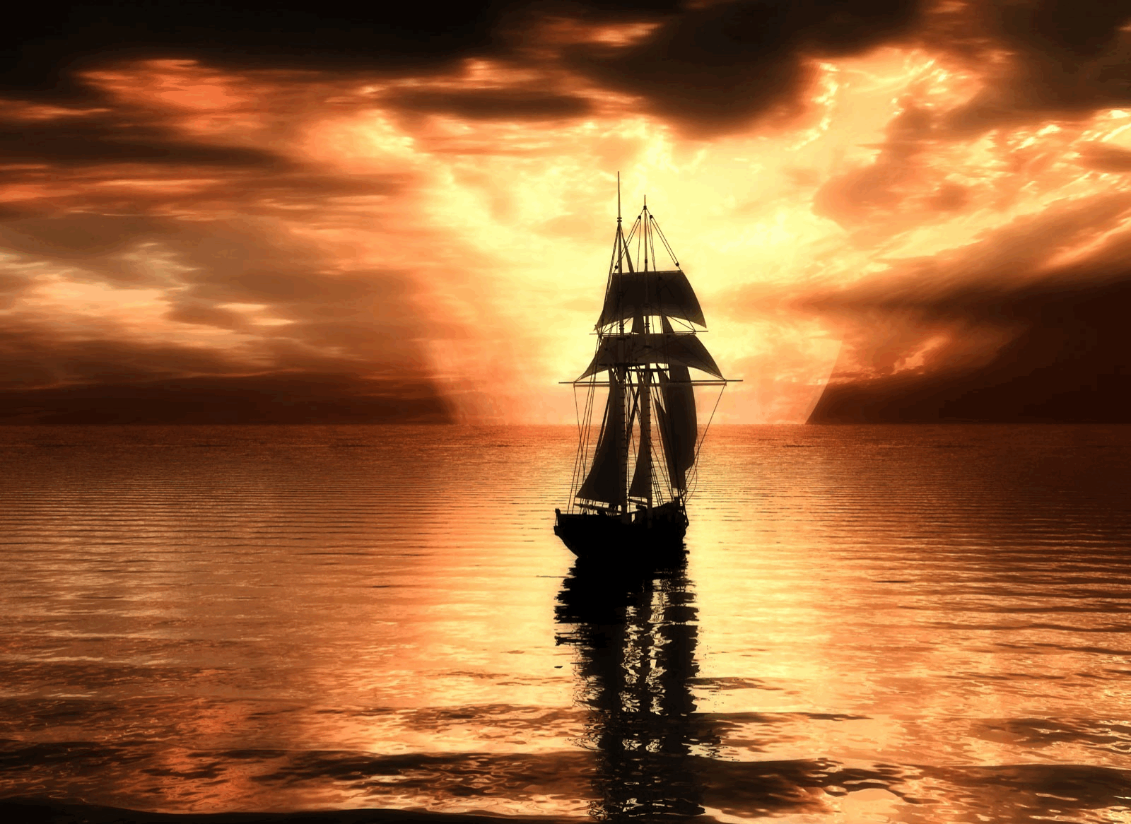 Vehicles For > Pirate Ship Wallpaper Sunset