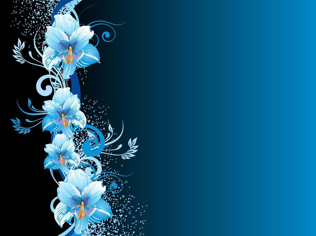 Blue Flowers Background Widescreen 2 HD Wallpaper