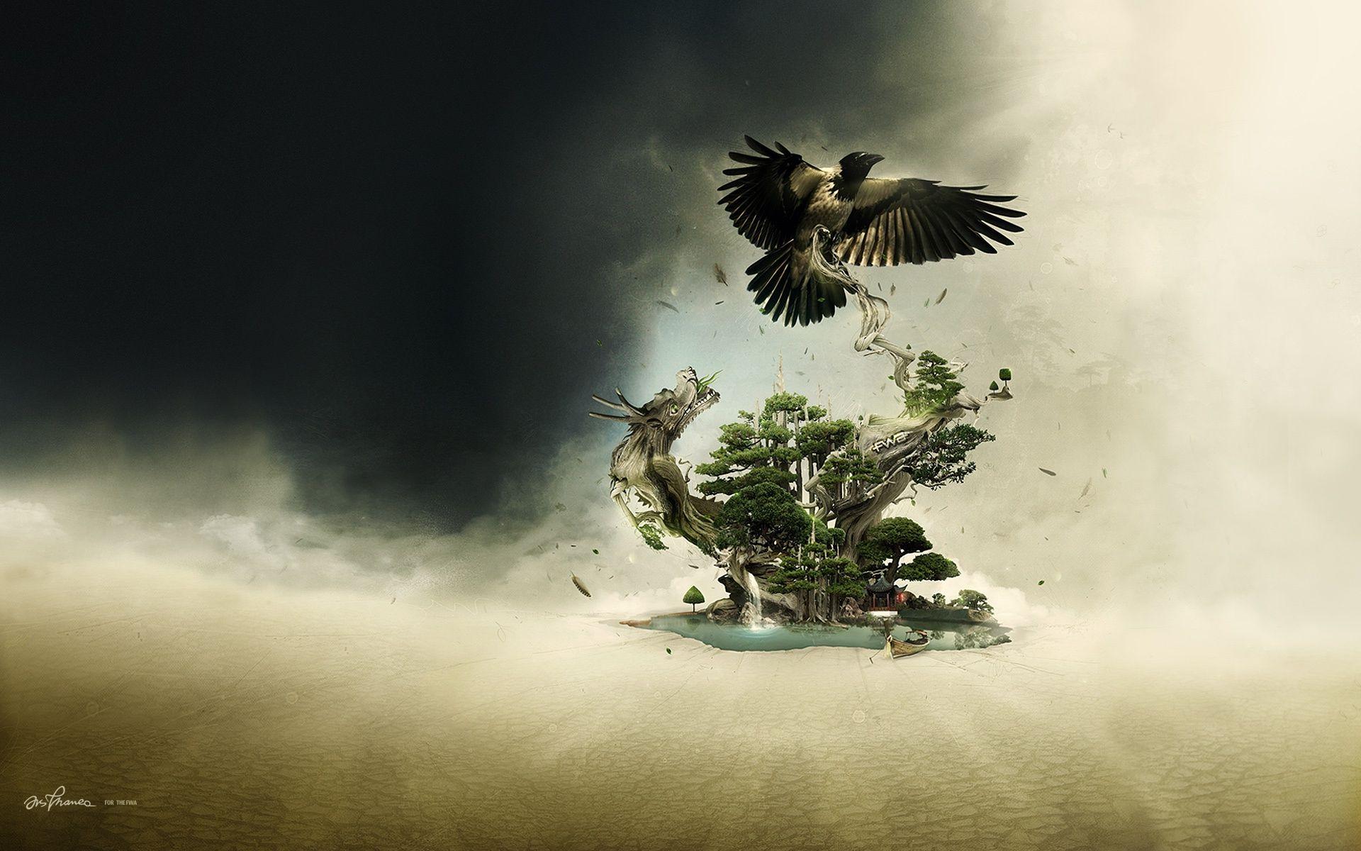 Desert Tree and the Raven Wallpaper and Photo High Resolution