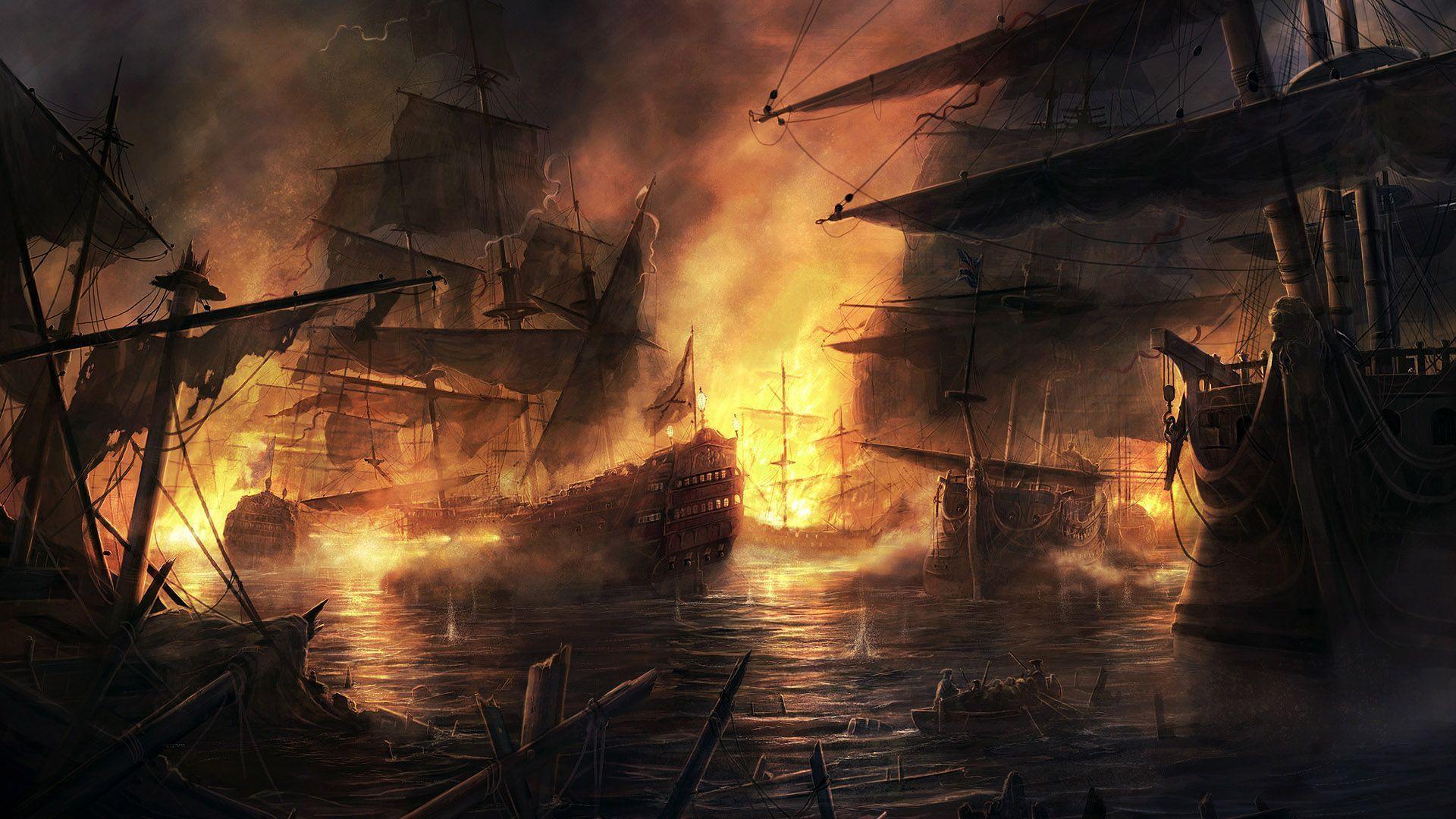 Ghost Pirate Ship Desktop Background HD Wallpaper