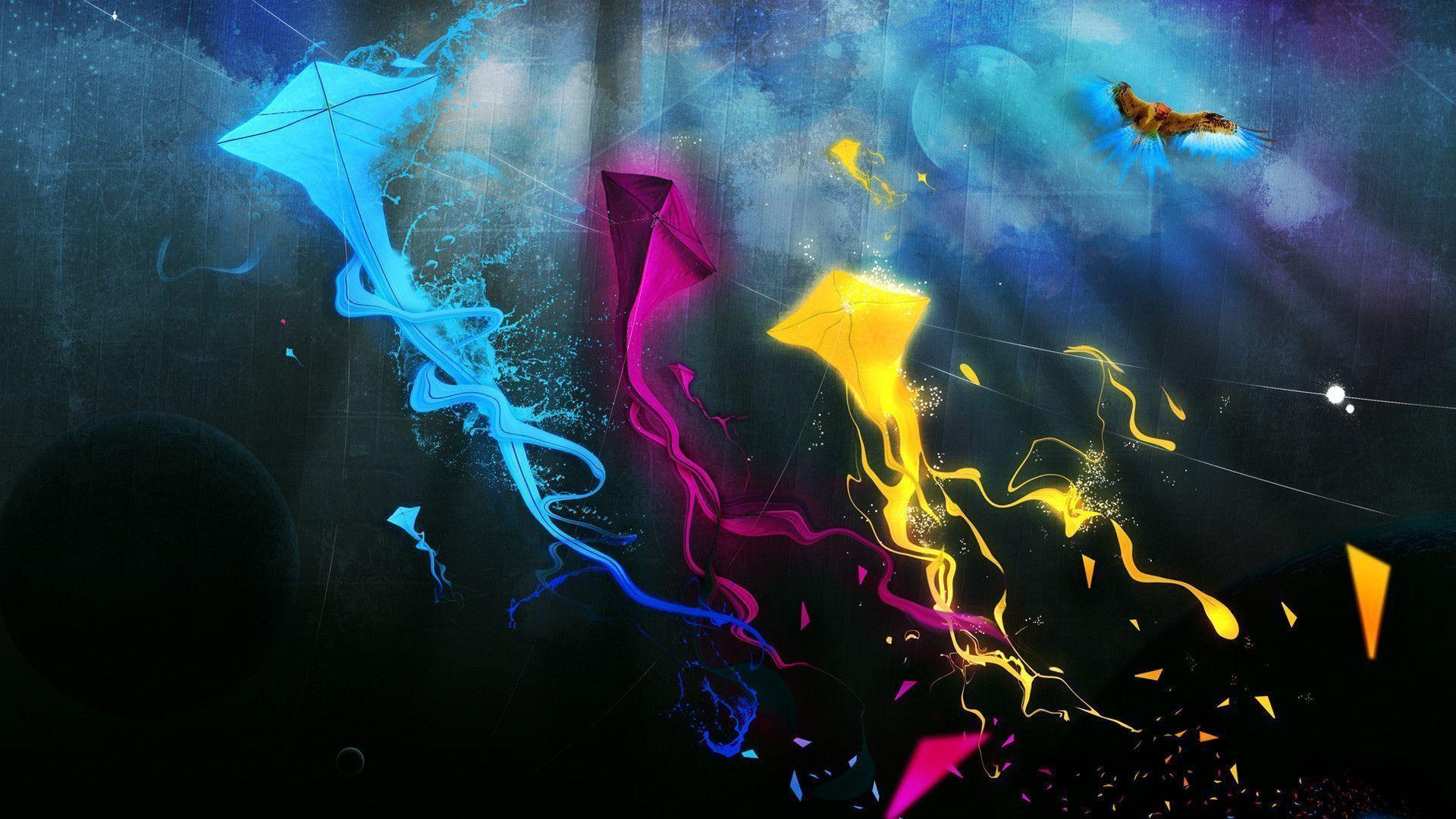 Colorful Kites HD 1080p Free 3D Desktop Wallpaper Picture