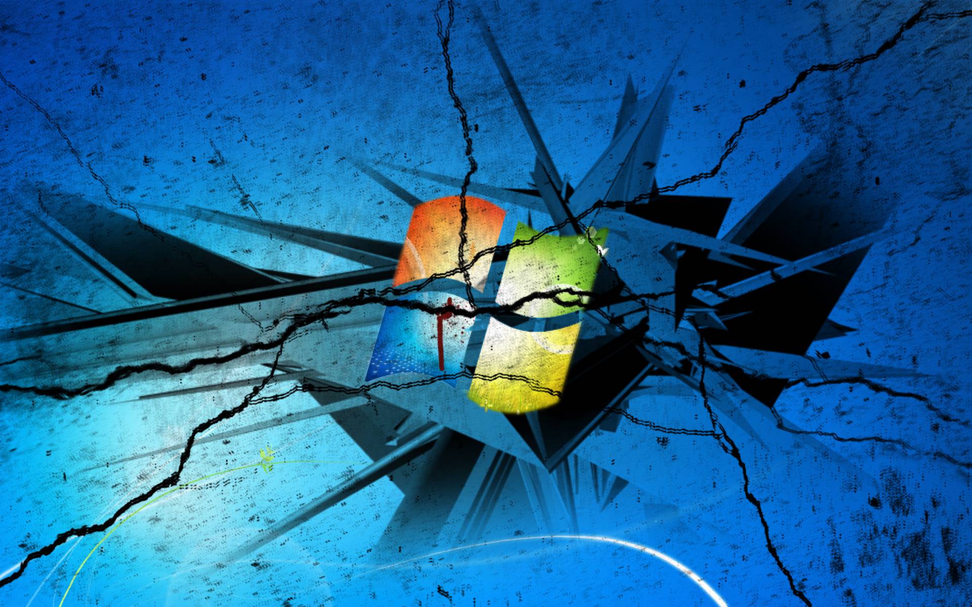 Windows 7 Broken Screen Desktop Background Wallpaper