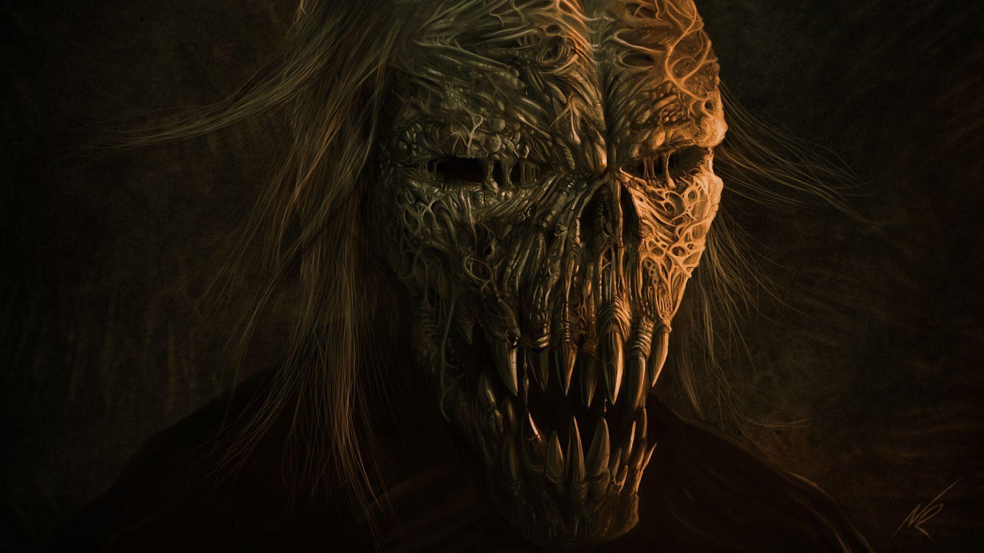 Dark Evil Demons Fantasy Skull Fangs Horror Scary
