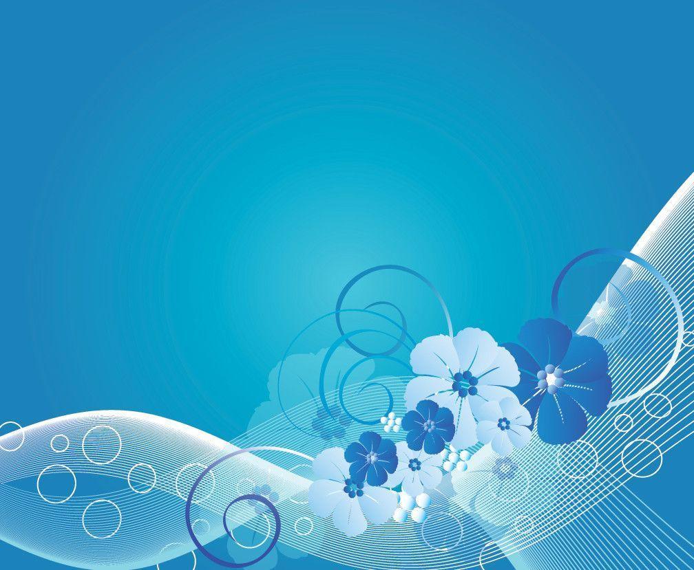 Free Blue Flower Design Background For PowerPoint PPT