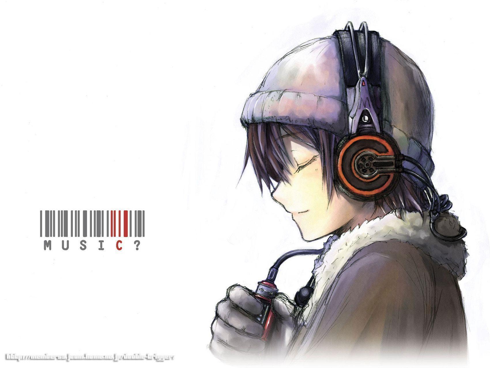 Wallpaper For > Anime Guy Headphones Wallpaper