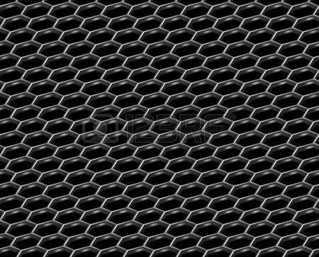 Steel Grid With Hexagonal Holes And Reflection On Black Diagonal
