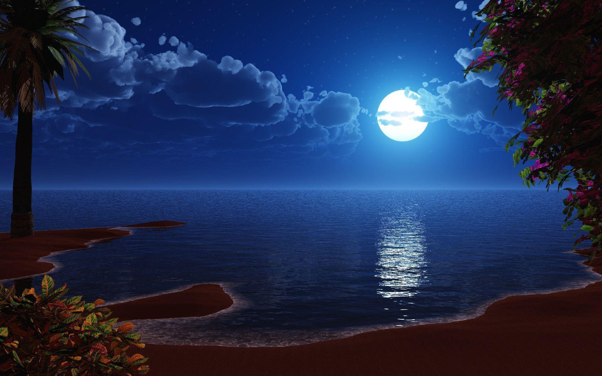 Moon Sea HD Wallpaper. Moon and Sea Image