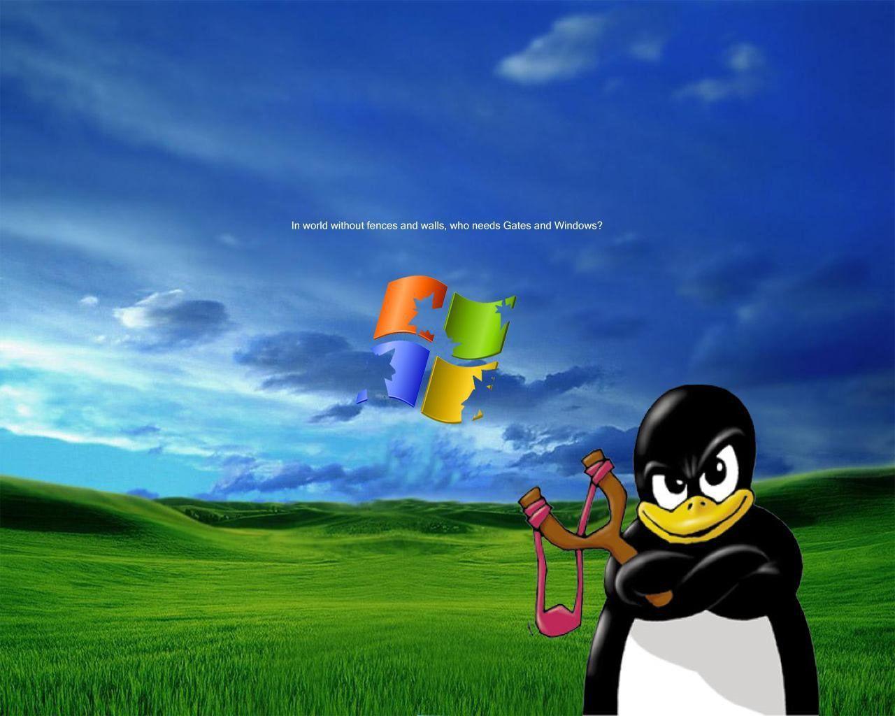 Linux vs Windows HD Wallpaper Desktop Background Free