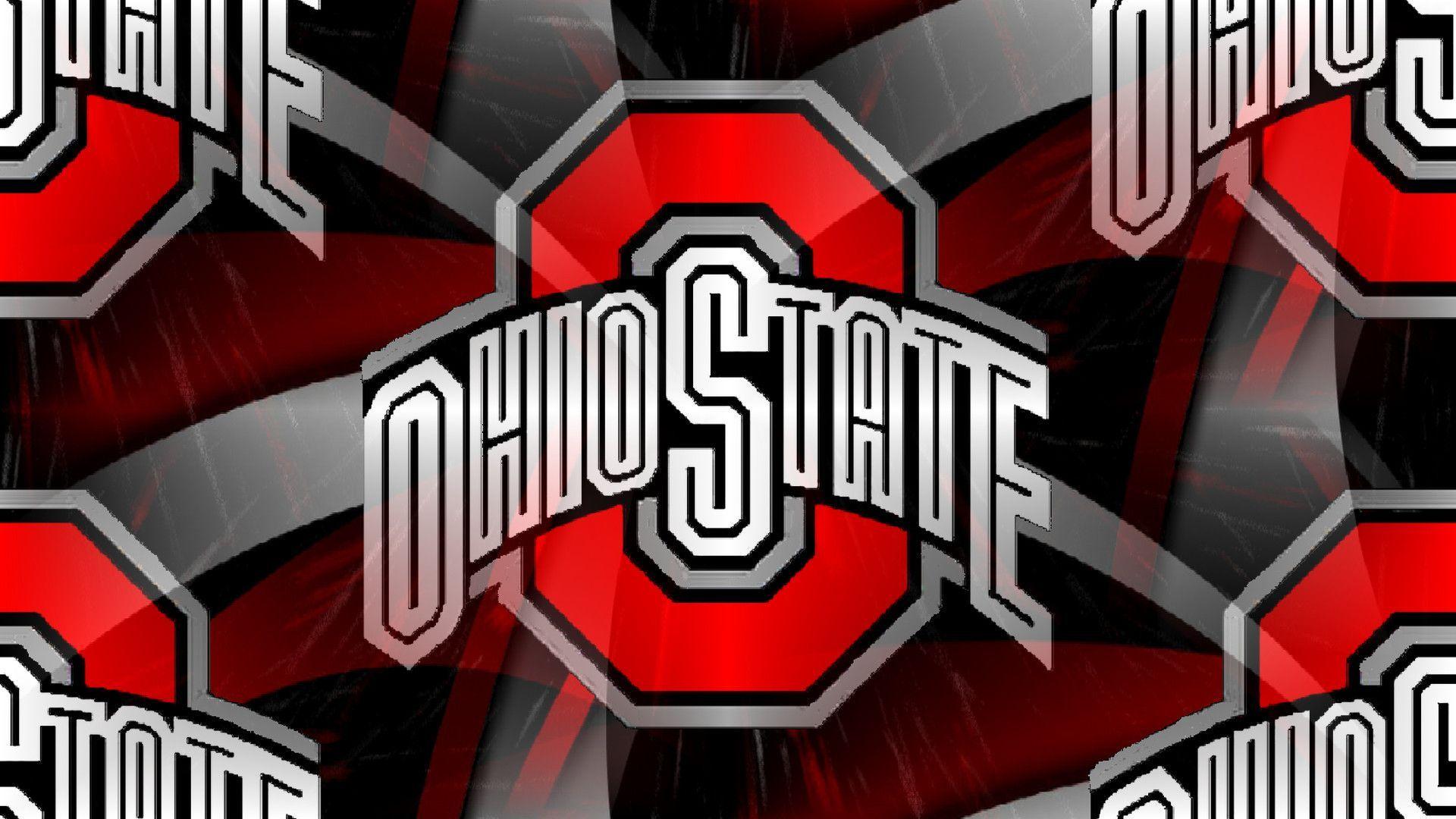 RED BLOCK O WHITE OHIO STATE ON AN ABSTRACT State Buckeyes