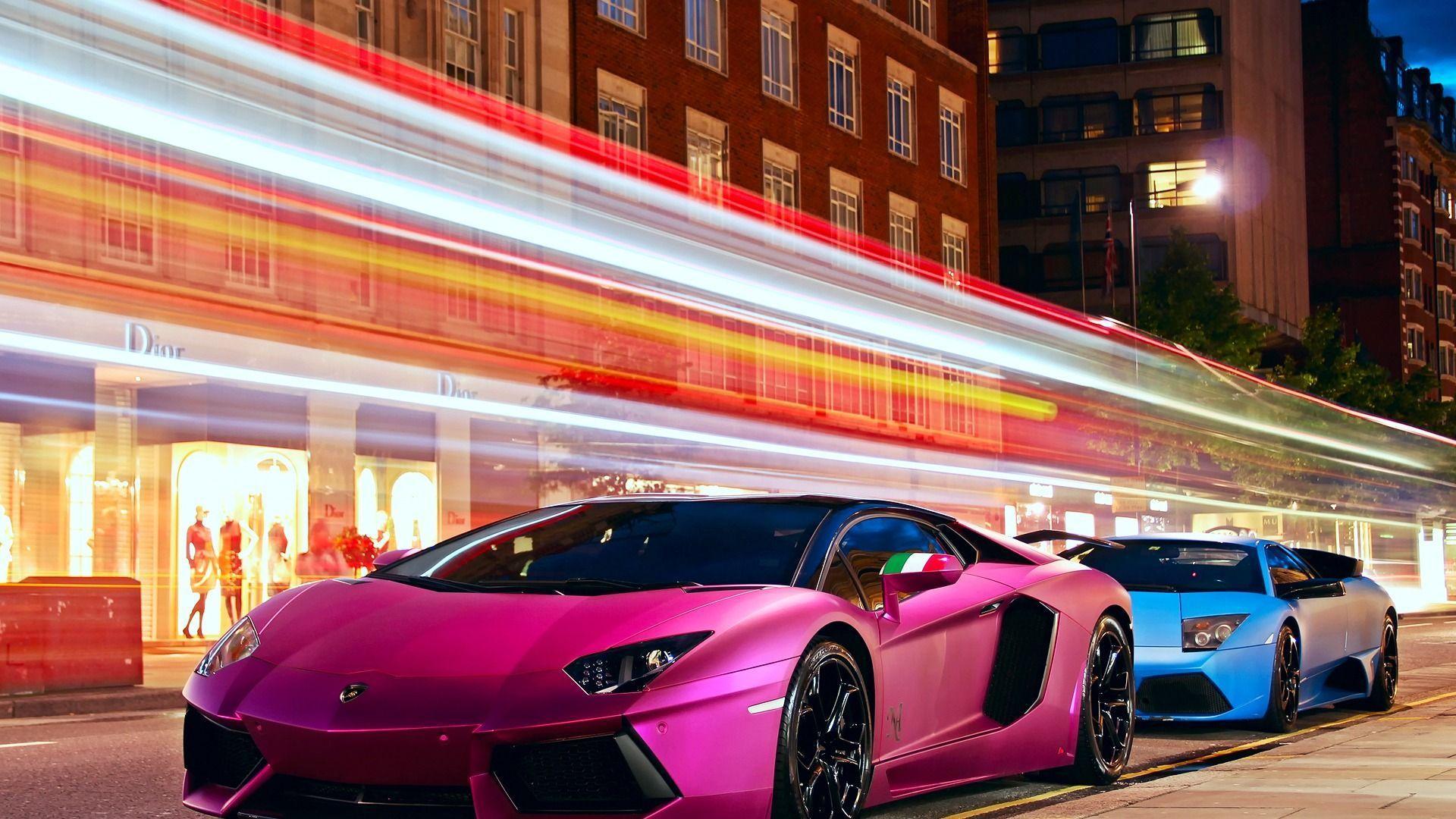 Pink and Blue Lamborghini HD Widescreen Wallpaper Car. HD