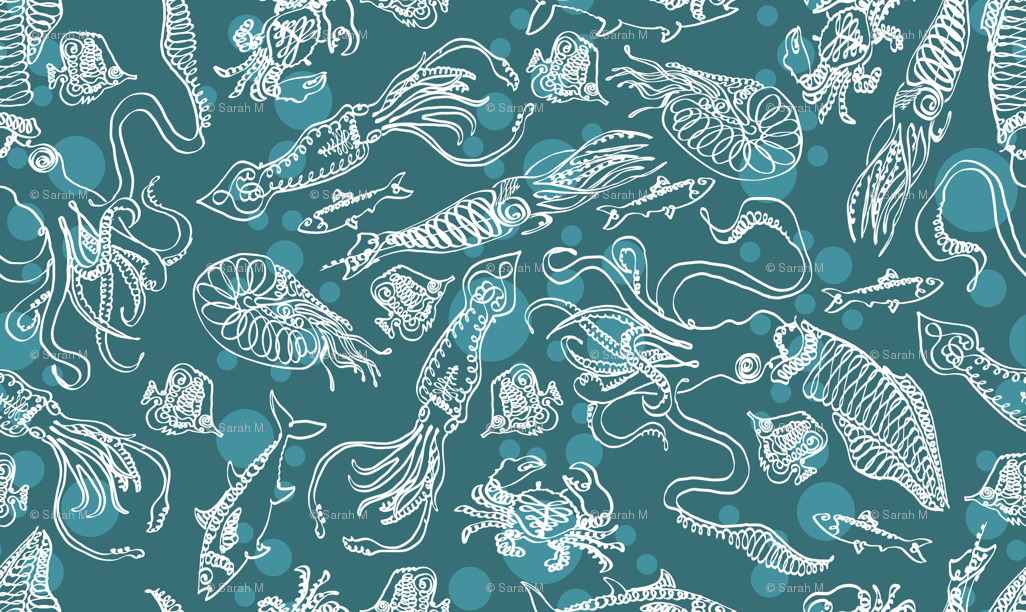 squid fabric, wallpaper & gift wrap