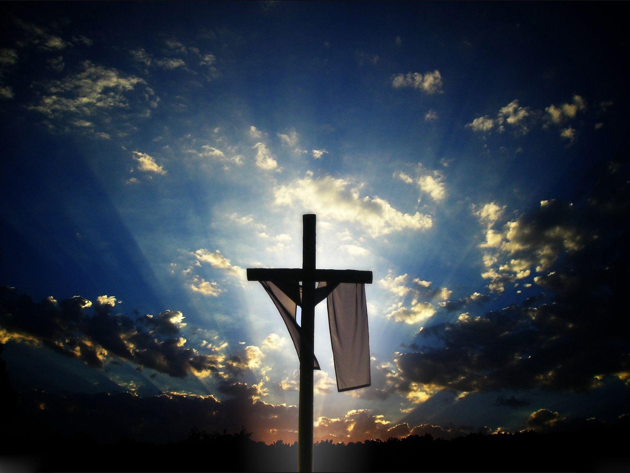 Christian Cross With Jesus Christ In Beautiful Sunrise Wallpaper