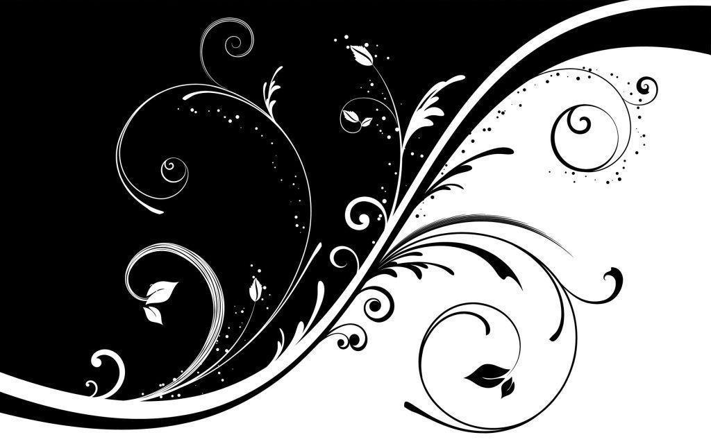 Black and white flower wave patterns Download PowerPoint