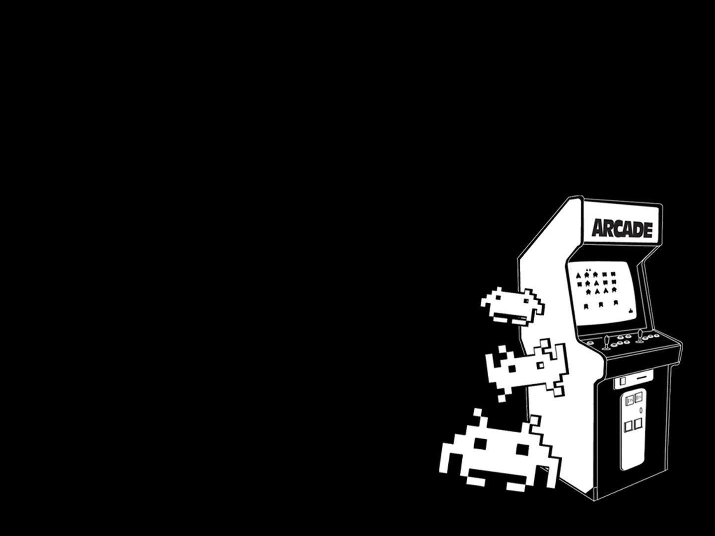 Space Invaders Minimal Cabinet Games Wallpaper Image