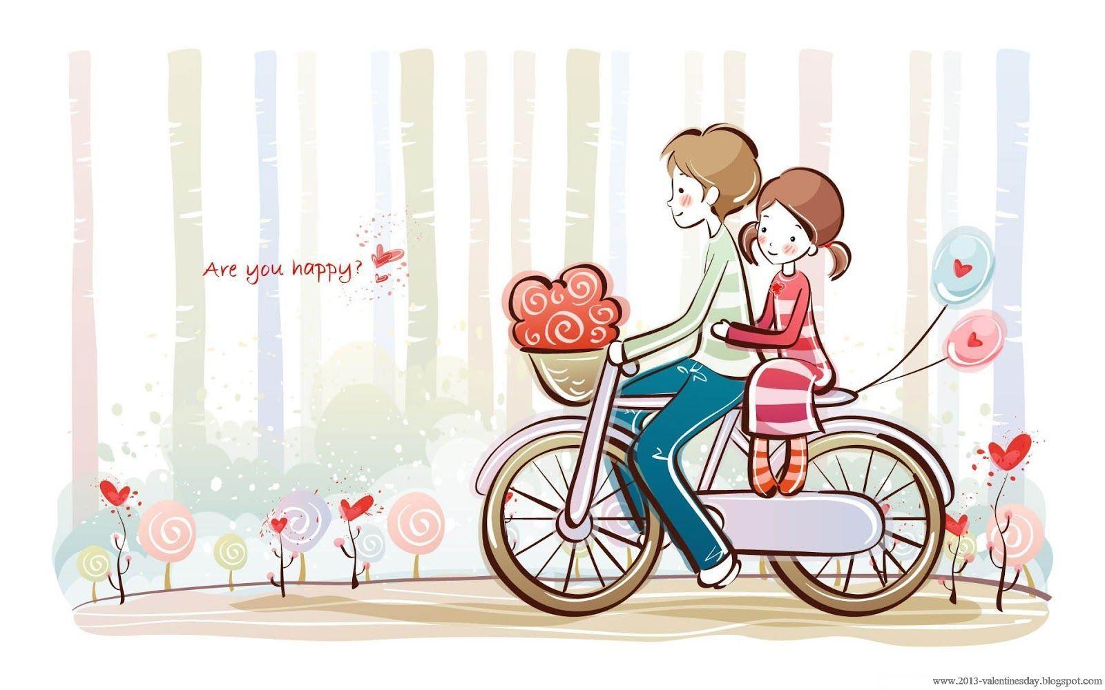 image For > Cute Couple Love Cartoon Wallpaper