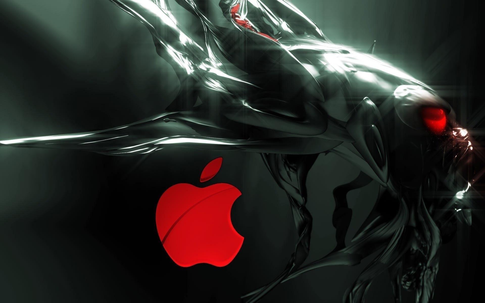 Red Apple logo and alien wallpaper #