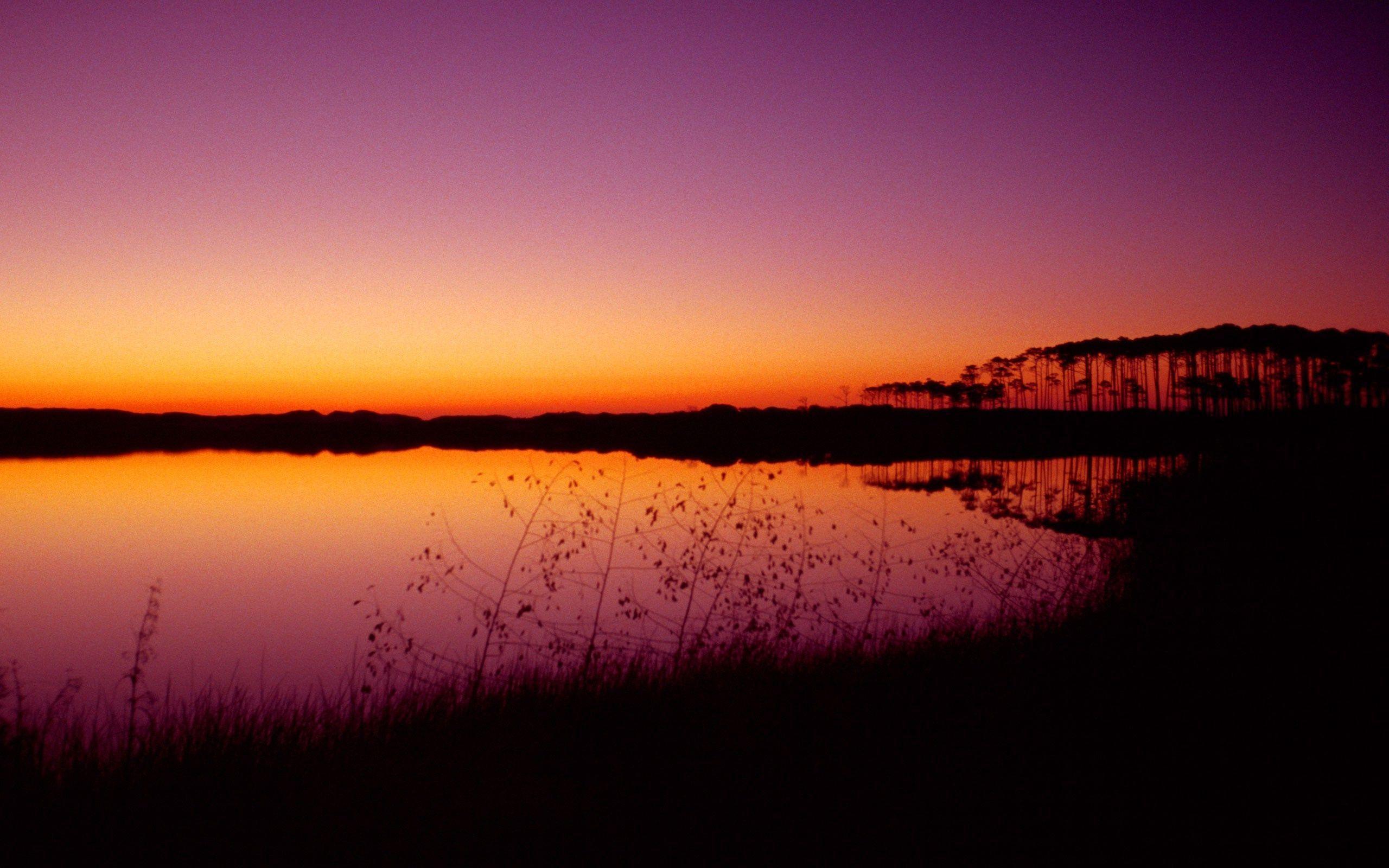 Dark Vibrant Colors on Lake at Sunset Wallpaper and Photo Download