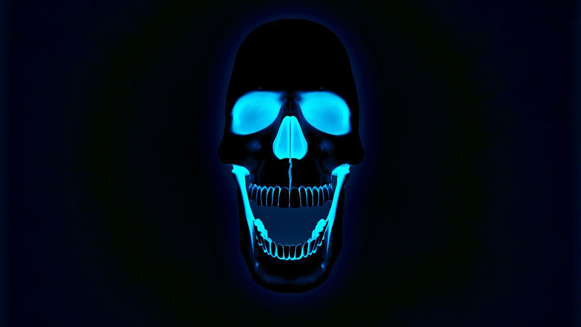 Blue Fire Skull Photo Wallpaper HD