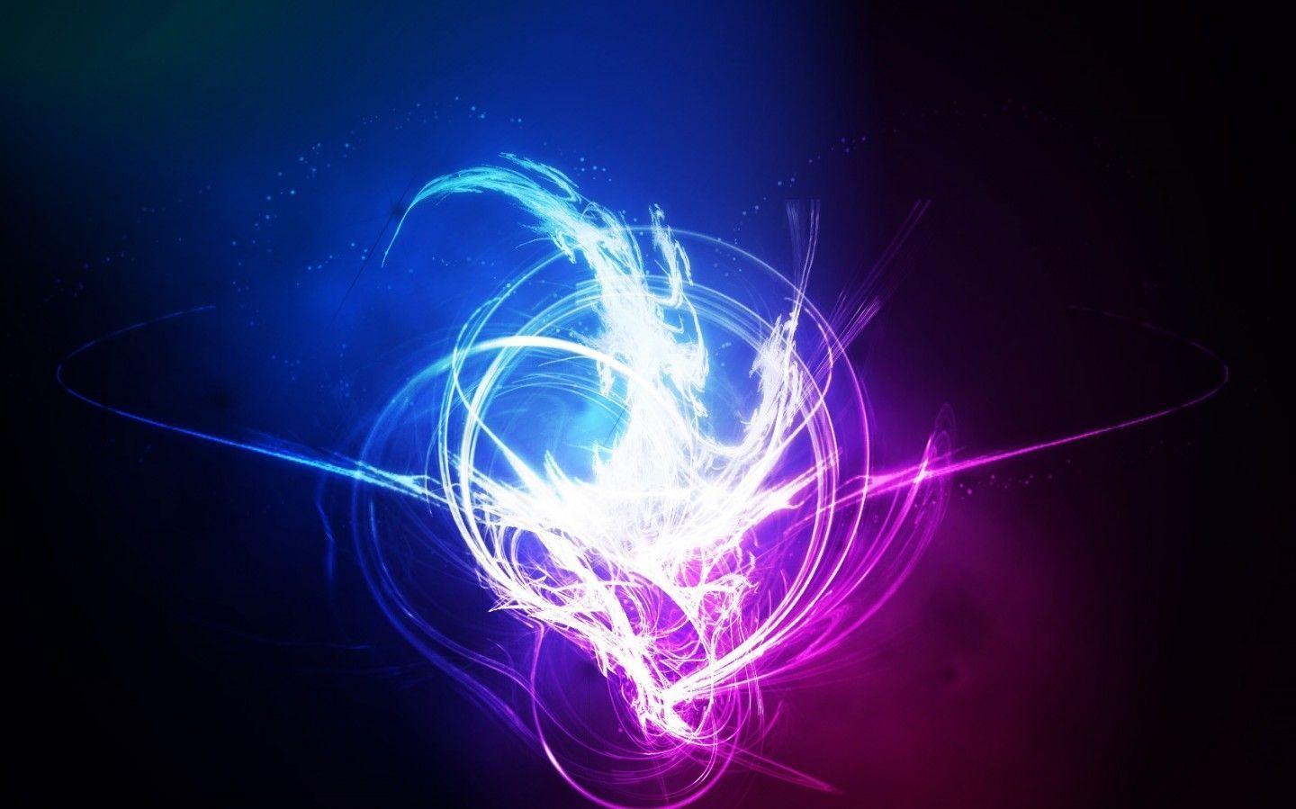 Wallpaper For > Neon Blue Abstract Wallpaper